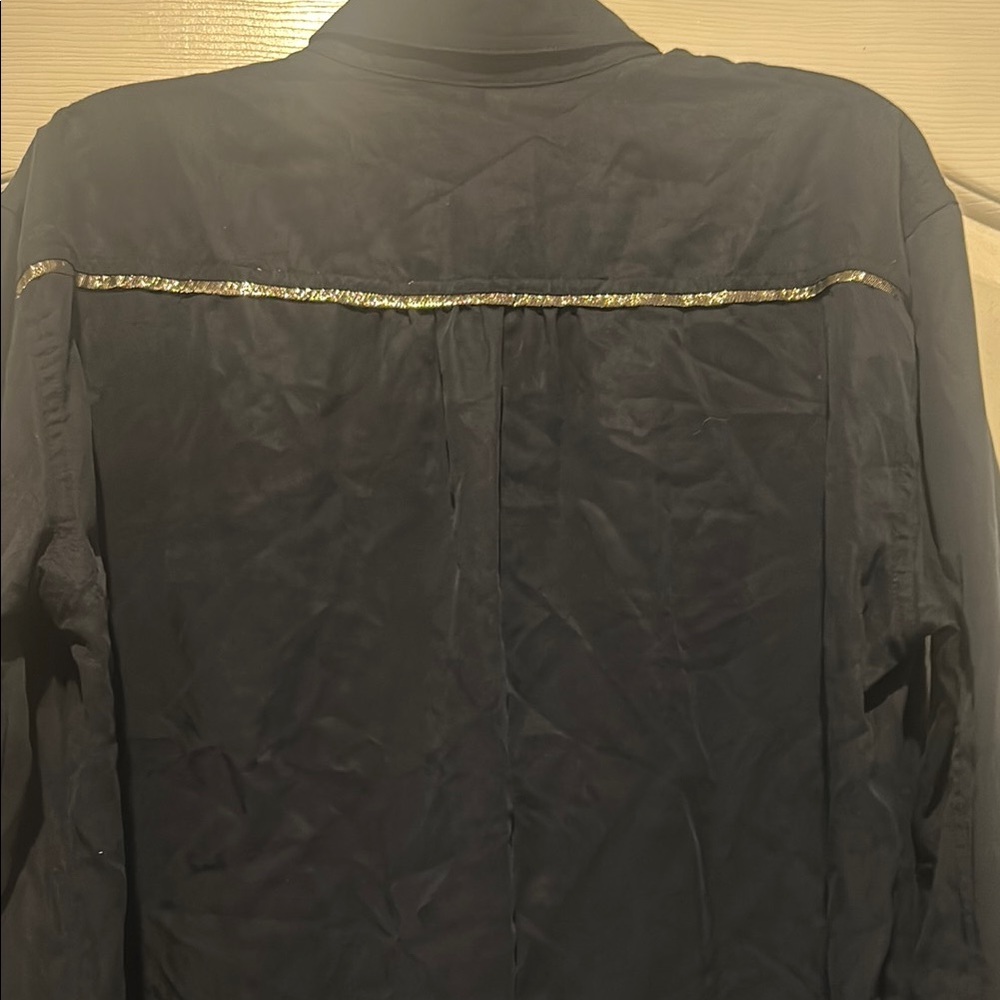 Free People Navy Shirt with Gold Accents - Picture 8 of 9